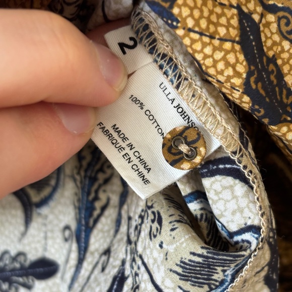 Ulla Johnson Gold and Navy Floral Jacquard Button Up Blouse (Sz 2) - Picture 7 of 7
